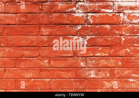 Scratched red brick wall texture, grunge urban patterns Stock Photo