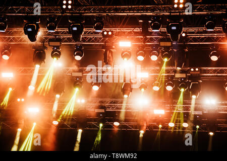 Picture of bright concert lighting on stage Stock Photo