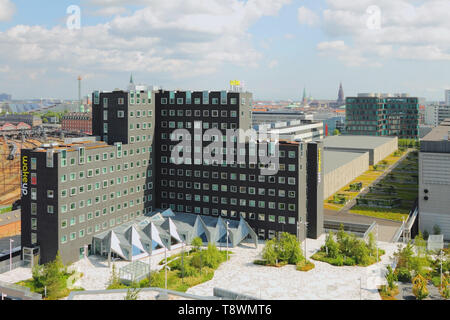 Copenhagen, Denmark - Jun 09, 2012: Hotel and city Stock Photo