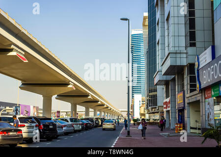 Dubai, UAE - November 29, 2018: District Al Barsha. Sheikh Zayed Rd. Stock Photo