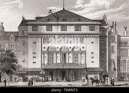 Théâtre de la Porte Saint-Martin, Paris, antique steel engraved print, 1831 Stock Photo