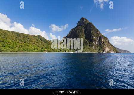 The magnificent Pitons on the island of St Lucia in the Caribbean Stock Photo