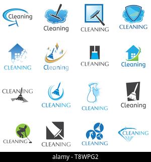 vector set of cleaning service logos Stock Vector