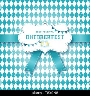 Ceative vector illustration set of labels, badges and design elements on the Oktoberfest beer festival on seamless pattern Stock Vector
