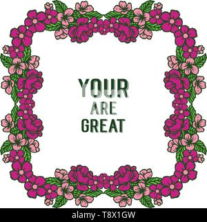 Vector illustration card your are great with various pattern art leaf ...