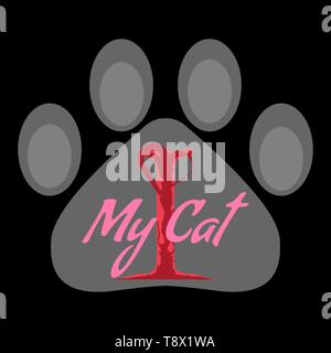 I Love My Cat slogan design for your t-shirt. Vector illustration. Stock Vector