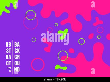 Abstract bright color poster background with fluid dynamic waves geometric shapes in trendy minimal style. Modern liquid splashes. Vector illustration Stock Vector