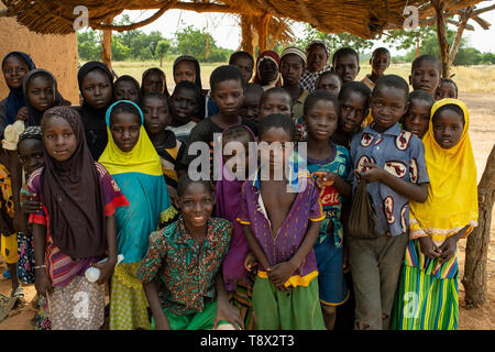 Children of Koranic school in the village Gouema, not far from the city of Kaya, in the North-east of Burkina Faso, the most poor country of Africa Stock Photo