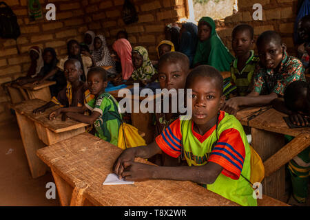Children of Koranic school in the village Gouema, not far from the city of Kaya, in the North-east of Burkina Faso, the most poor country of Africa Stock Photo
