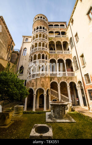 The Palazzo Contarini del Bovolo with its external multi-arch spiral staircase is also known as the Scala Contarini del Bovolo Stock Photo