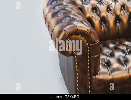 luxurious leather, classic vintage furniture sofa in living room Stock Photo