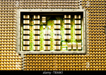macro detail of a computer CPU or central processing unit Stock Photo