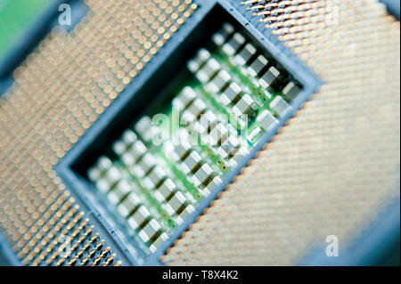 macro detail of a computer CPU or central processing unit Stock Photo