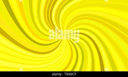 Yellow psychedelic abstract striped spiral background design with swirling rays Stock Vector