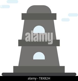 Observatory, Tower, Watchtower  Flat Color Icon. Vector icon banner Template Stock Vector