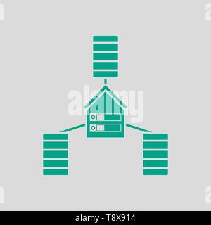 Datacenter Icon. Green on Gray Background. Vector Illustration. Stock Vector
