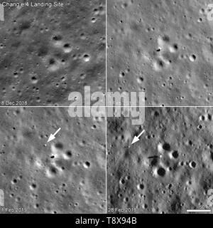Chang'e 4 Lander and Rover on the Moon Stock Photo