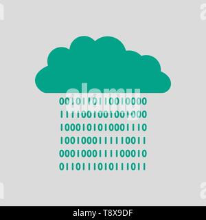 Cloud Data Stream Icon. Green on Gray Background. Vector Illustration. Stock Vector