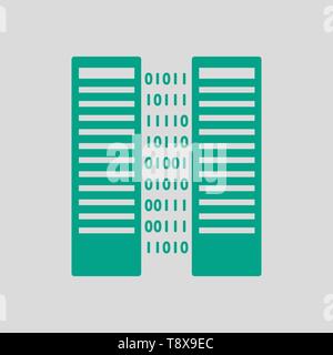 Server Icon. Green on Gray Background. Vector Illustration. Stock Vector