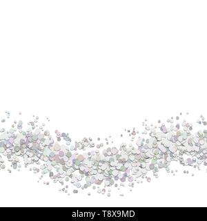Abstract blank wavy confetti background template with dispersed circles Stock Vector