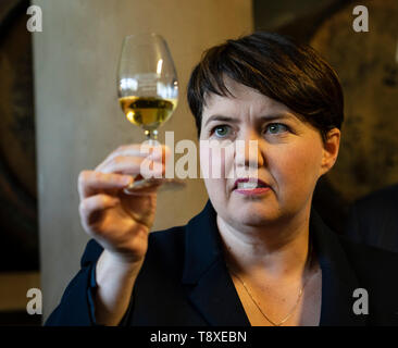 Doune,  Scotland, UK. 15 May 2019. Scottish Conservative Leader Ruth Davidson MSP visits Deanston Distillery in Doune on a European Election visit. During the visit she sampled some of the distiller's whiskies. Stock Photo