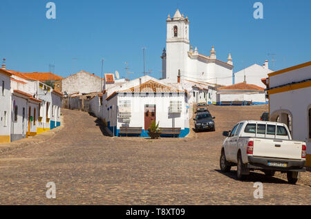 Rural settlement village cobbled streets, Entradas, near Castro Verde, Baixo Alentejo, Portugal, Southern Europe Stock Photo