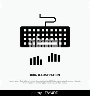 Keyboard, Interface, Type, Typing Solid Black Glyph Icon Stock Vector