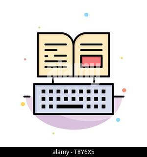 Key, Keyboard, Book, Facebook Abstract Flat Color Icon Template Stock Vector