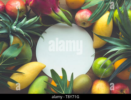 Group of fruits on white space background Stock Photo
