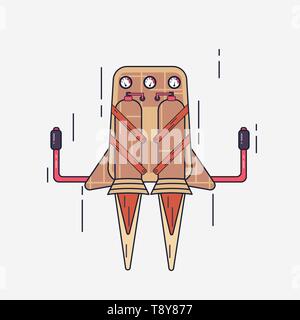Brown jetpack in space Stock Vector