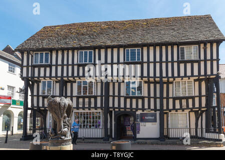 Branch of Natwest bank in a black and white timber framed building in Market Square in the centre of the market town of Evesham, Worcestershire, UK Stock Photo