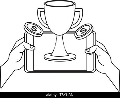 Smartphone videogames app cartoons in black and white Stock Vector