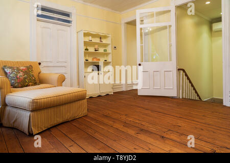 Opened White Door To Bedroom In Classic Style Interior Stock