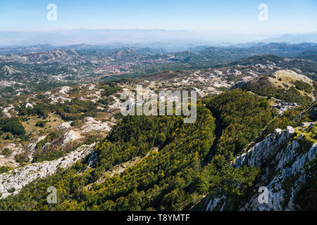 Lovćen is a mountain and national park in southwestern Montenegro. It is the inspiration behind the name of Montenegro; Crna Gora, was first mentioned Stock Photo