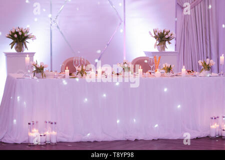 Beautiful flowers on table in wedding day Stock Photo