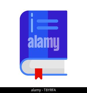 Icon of school book with bookmark in flat style. Stock Vector
