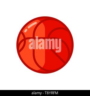 Icon of red basketball ball in flat style. Stock Vector