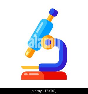 Icon of school microscope in flat style. Stock Vector