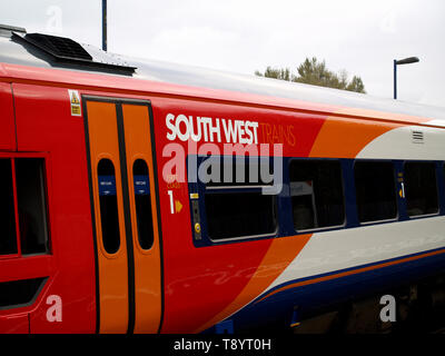 South West Trains carriages at Shawford Railway Station,Hampshire, England, UK Stock Photo