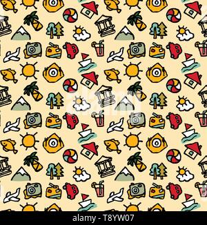 Travel journey tour trip voyage sea rest seamless pattern Stock Vector