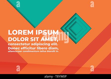 Abstract polygon vector background with triangle shape and text space - orange and turquoise color Stock Vector