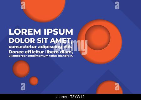 Abstract circle shapes vector background and text space - orange and blue color Stock Vector