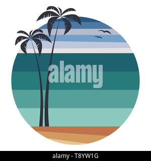 Summer logo template with palms on circle shape - vector illustration Stock Vector