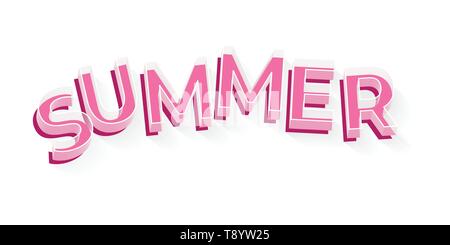 Summer text 3d glass art - vector illustration Stock Vector