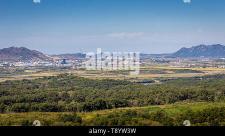 View from the Dora observatory towards North Korea and the Kaesong Industrial Complex Stock Photo