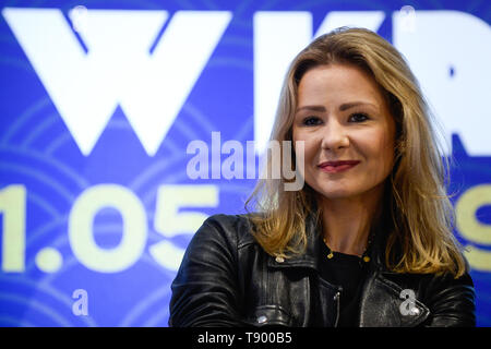 Polish singer, Anna Karwan seen attending a press conference during the 12th Film Music Festival in Krakow. Stock Photo