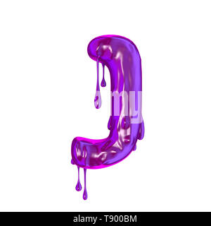 Purple dripping slime halloween capital letter J Stock Photo