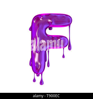 Purple dripping slime halloween capital letter F Stock Photo