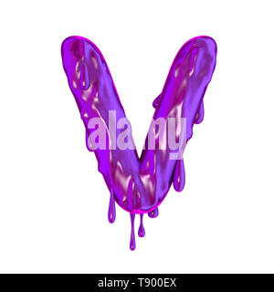 Purple dripping slime halloween capital letter V Stock Photo