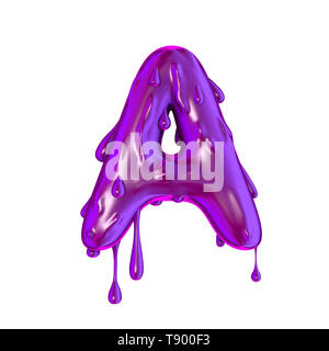 Purple dripping slime halloween capital letter A Stock Photo